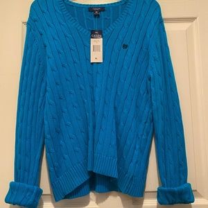 NWT Chaps Cable Knit Sweater XL Ladies Turquoise